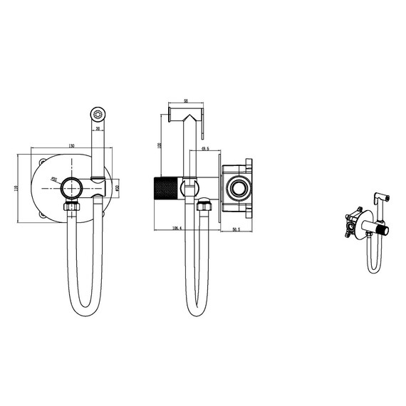 Набор для гигиенического душа Boheme Tech 157-GM (со скрытой частью) графит - фото 2