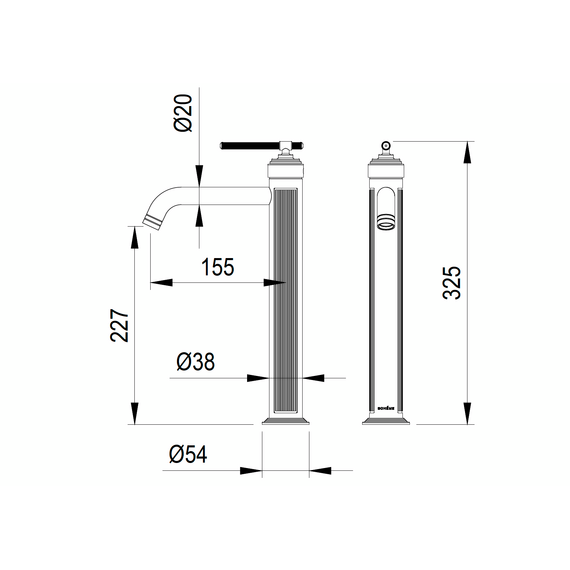 Смеситель для раковины высокий Boheme Eterna 172-MG, золото матовое - фото 2