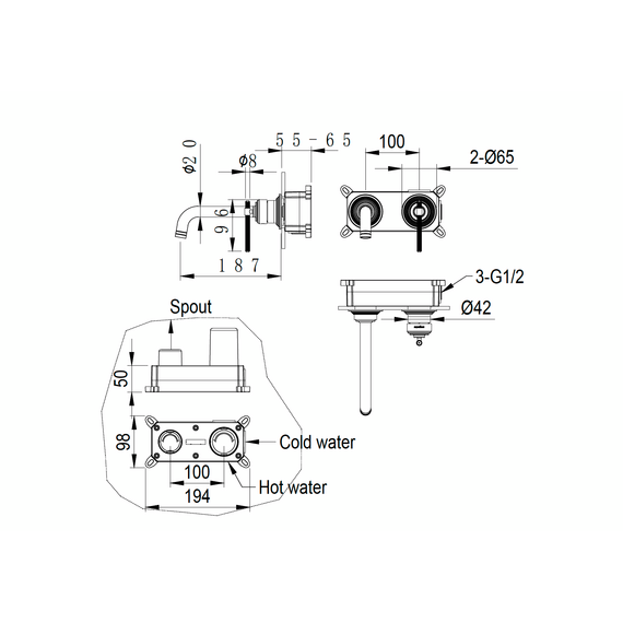 Смеситель для раковины настенный Boheme Eterna 175-MG (со скрытой частью) золото матовое - фото 2