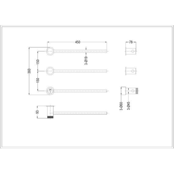 Полотенцесушитель электрический Boheme Stick 450x350 мм 727-NB, никель - фото 2