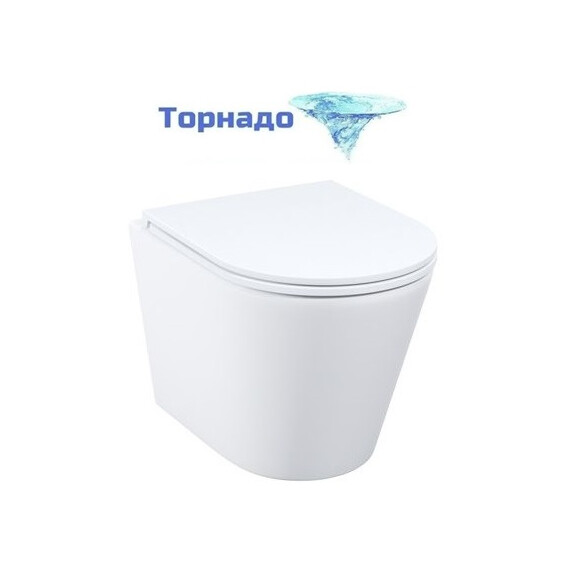 Унитаз подвесной безободковый Iddis Calipso CAQRDSEi25 с тонкой крышкой микролифт (система смыва Торнадо) - фото 