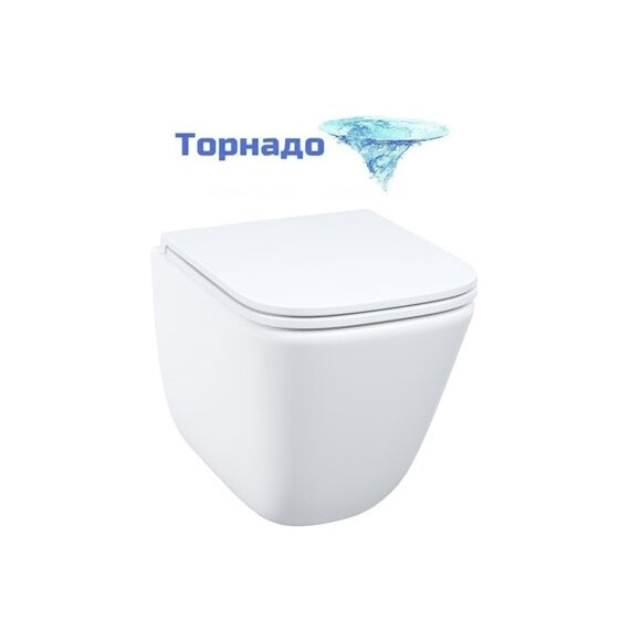 Унитаз подвесной безободковый Iddis Torr TOQFDSEi25 с тонкой крышкой микролифт (система смыва Торнадо) - фото 