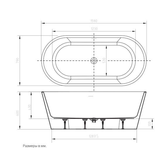 Ванна отдельностоящая Art&Max Torino 160x80 см AM-TORINO-1600-780 - фото 7