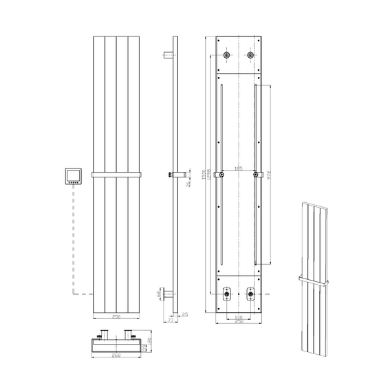 Полотенцесушитель электрический Boheme П4 250x1500 мм 725-MG, золото матовое - фото 8