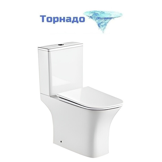 Унитаз-компакт безободковый Aquatek Optima T Square AQ4421-00 с ультратонкой крышкой микролифт (система смыва Торнадо) - фото 