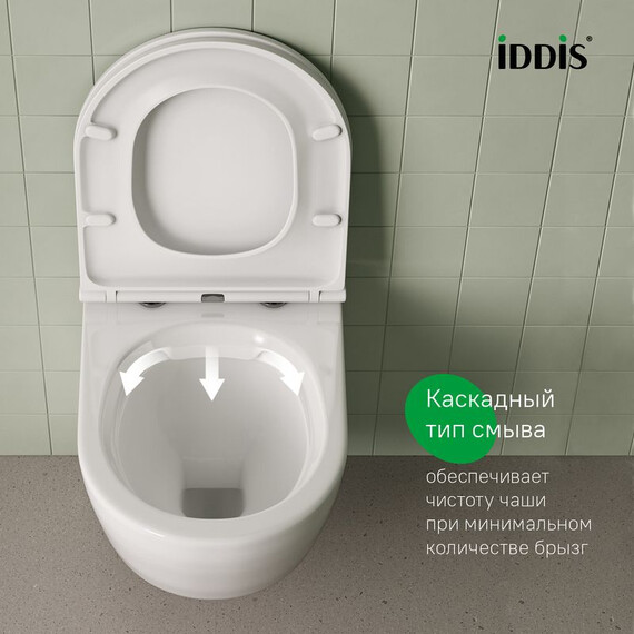 Инсталляция с подвесным безободковым унитазом комплект: Iddis Basic BASB030i73 сиденье микролифт, крепление, кнопка смыва белая - фото 2