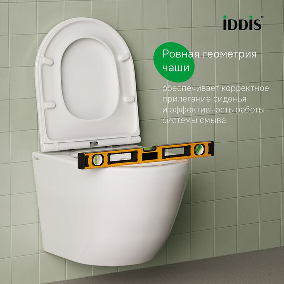 Инсталляция с подвесным безободковым унитазом комплект: Iddis Basic BASB030i73 сиденье микролифт, крепление, кнопка смыва белая - фото 3
