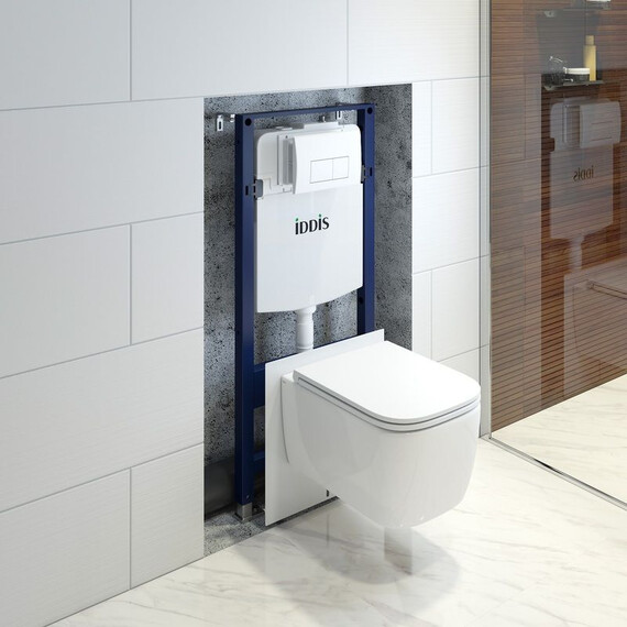Инсталляция с подвесным безободковым унитазом комплект: Iddis Basic BASBR03i73 сиденье микролифт, крепление, кнопка смыва белая - фото 10