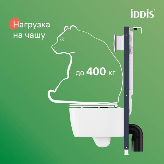 Инсталляция с подвесным безободковым унитазом комплект: Iddis Basic BASBR03i73 сиденье микролифт, крепление, кнопка смыва белая - фото 8