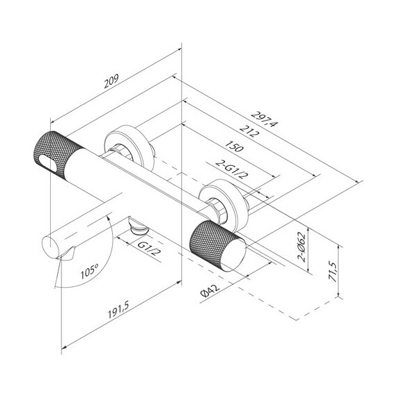 Смеситель для ванны Iddis Duna DUNGM02i74WA, графит матовый - фото 10