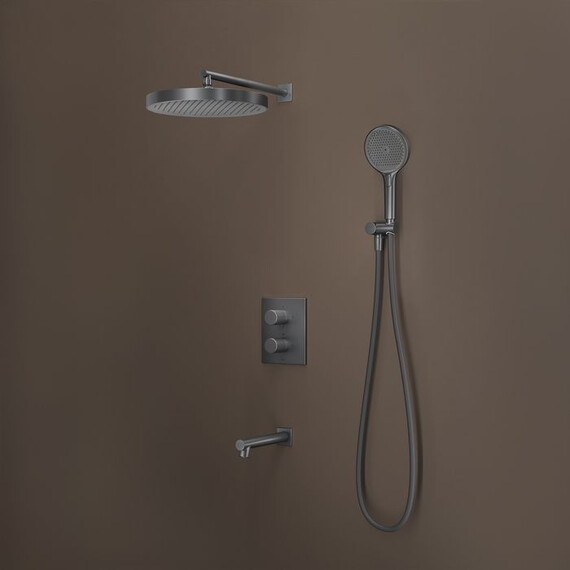 Душевая система для ванны с термостатом Iddis Duna DUNGMSTi68, графит матовый - фото 5