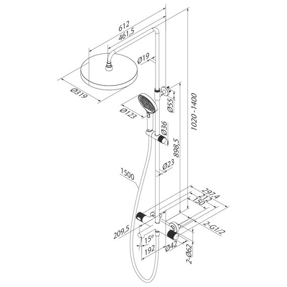 Душевая стойка Iddis Duna DUNMGSTi06, золото матовое - фото 17