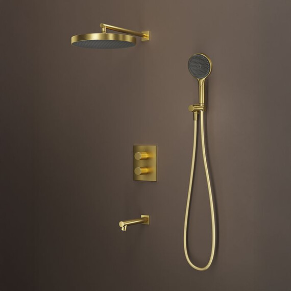 Душевая система для ванны с термостатом Iddis Duna DUNMGSTi68, золото матовое - фото 10