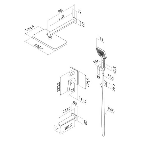 Душевая система для ванны Iddis Parker PARBL03i68P, чёрный матовый - фото 7