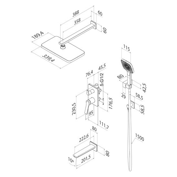 Душевая система для ванны Iddis Parker PARBL03i68, чёрный матовый - фото 9