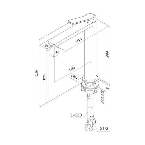 Смеситель для раковины высокий Iddis Parker PARGM01i01, графит матовый - фото 5
