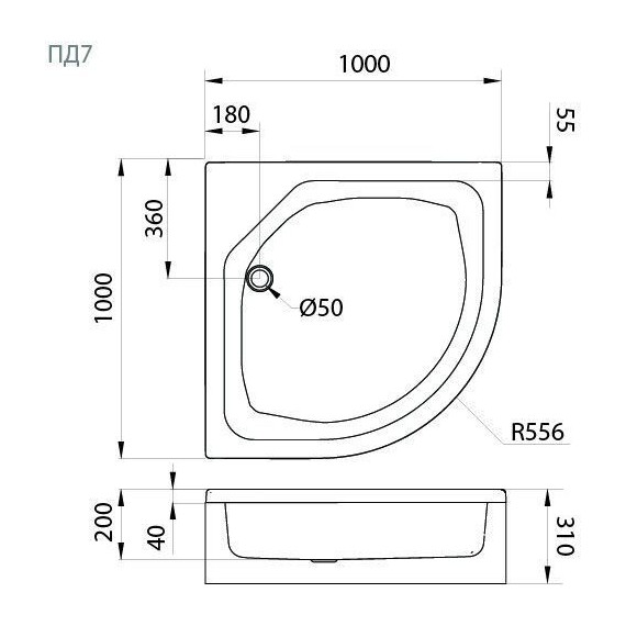 Поддон акриловый Тритон ПД7 100х100 см (каркас и панель в комплекте) - фото 4