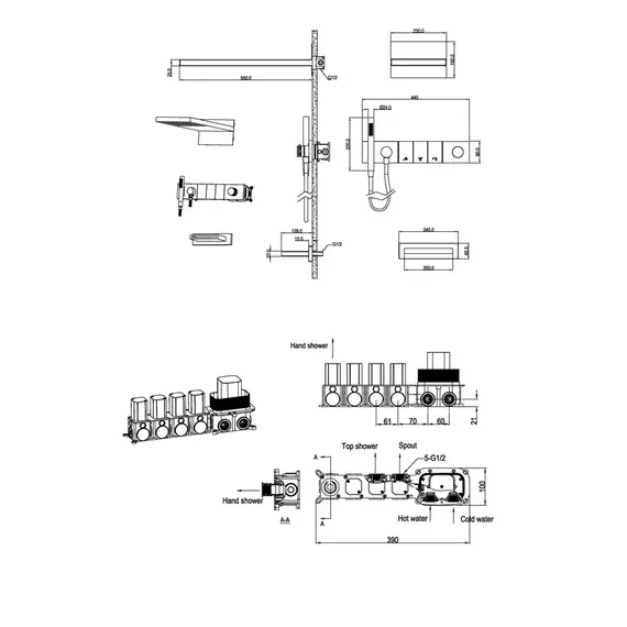 Душевая система для ванны Boheme Zodiac 132-2-CB (со скрытой частью) медь брашированная - фото 2