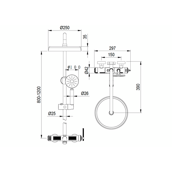 Душевая стойка Boheme Eterna 178-GM, графит - фото 2