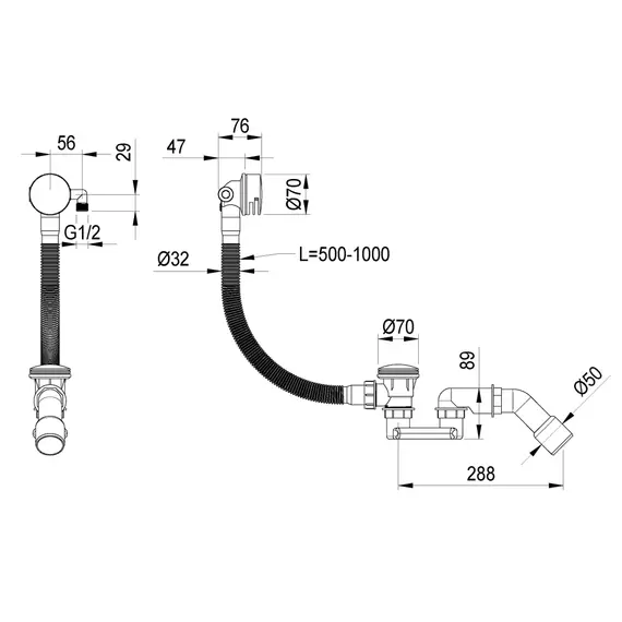 Сифон для ванны Boheme 631-BR Click-Clack, бронза - фото 2