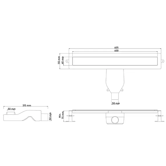 Трап Boheme Premium Linear 60 см 982-60-BRB, бронза брашированная (под плитку) - фото 2