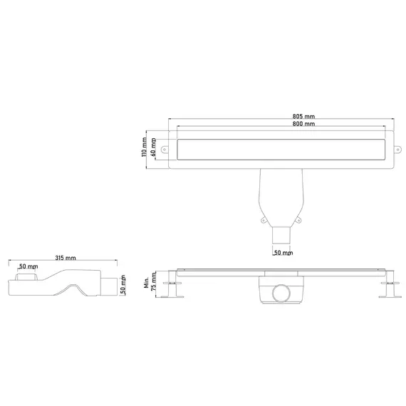 Трап Boheme Premium Linear 80 см 982-80-BRB, бронза брашированная (под плитку) - фото 2
