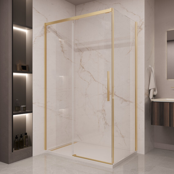 Душевое ограждение Vincea Stella 110x80 см VSR-1ST8011CLG (стекло 8 мм) брашированное золото/прозрачное - фото 