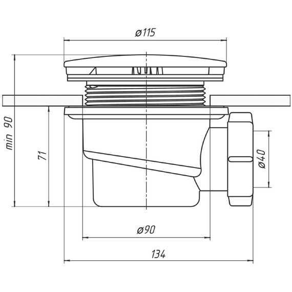 Сифон для душевого поддона Тритон D90 мм - фото 2