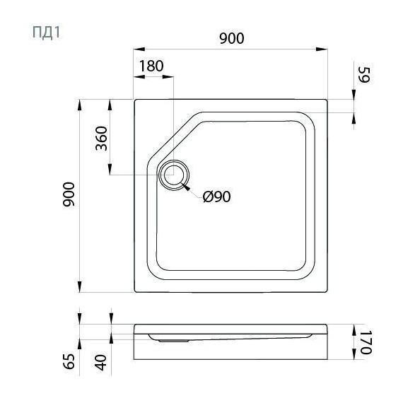 Поддон акриловый Тритон ПД1 90x90 см (каркас и панель в комплекте) - фото 5