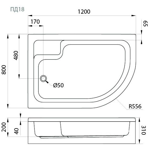 Поддон акриловый Тритон ПД18 L 120х80 см - фото 2