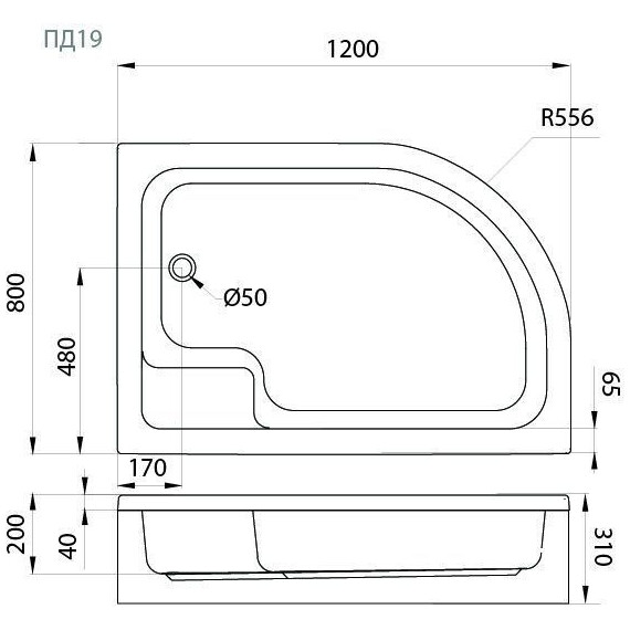 Поддон акриловый Тритон ПД19 R 120х80 см - фото 2