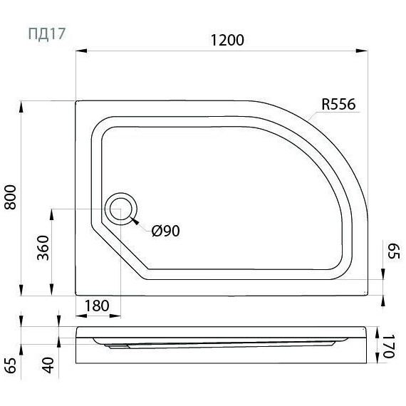 Поддон акриловый Тритон ПД17 R 120х80 см - фото 2