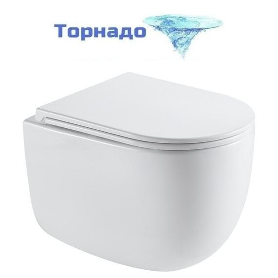 Унитаз подвесной безободковый Vincea Intero VT1-57TFS с ультратонкой крышкой микролифт (Система смыва торнадо) - фото 
