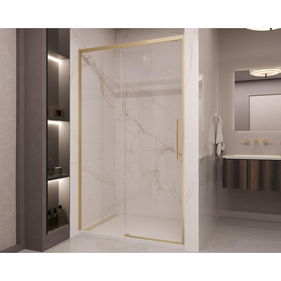 Душевая дверь Vincea Stella 110 см VDS-1ST110CLG (стекло 8 мм) брашированное золото/прозрачное - фото 2