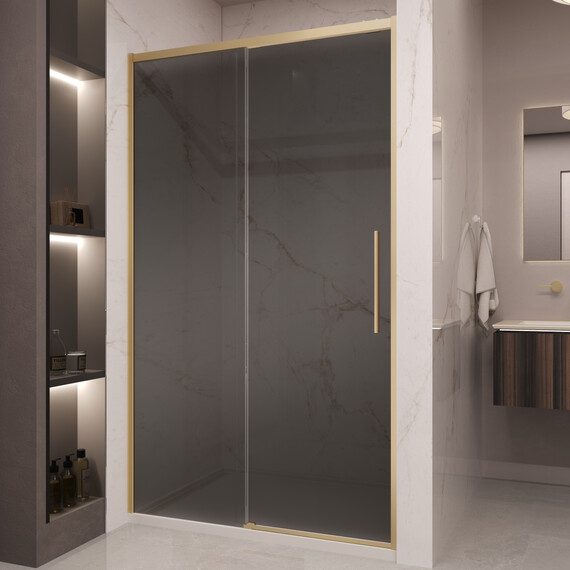 Душевая дверь Vincea Stella 120 см VDS-1ST120CGG (стекло 8 мм) брашированное золото/тонированное - фото 