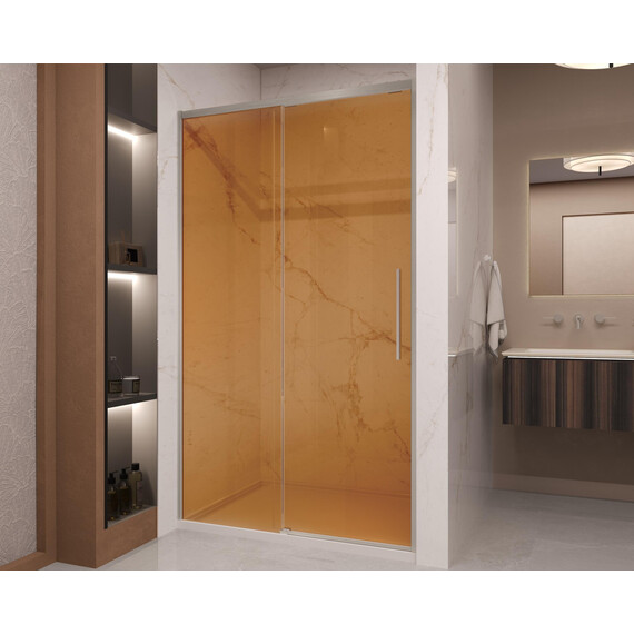 Душевая дверь Vincea Stella 120 см VDS-1ST120GSBN (стекло 8 мм) брашированный никель/янтарь - фото 2