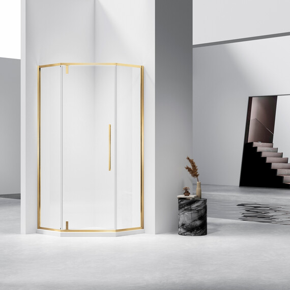 Душевое ограждение Vincea Slim-N 100x100 см VSP-4SN100CLG, брашированное золото/прозрачное - фото 