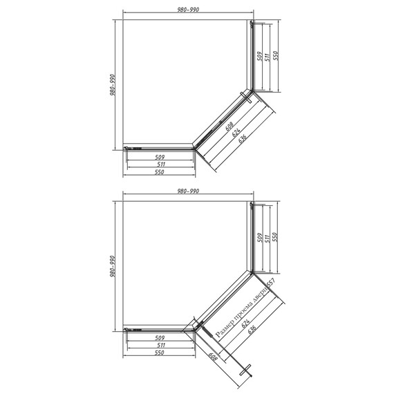 Душевое ограждение Vincea Slim-N 100x100 см VSP-4SN100CLG, брашированное золото/прозрачное - фото 4
