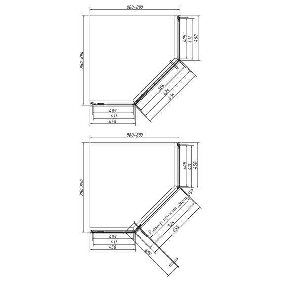 Душевое ограждение Vincea Slim-N 90x90 см VSP-4SN900CLBN, брашированный никель/прозрачное - фото 4