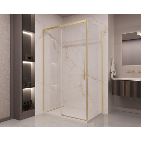 Душевое ограждение Vincea Stella 160x90 см VSR-1ST9016CLG (стекло 8 мм) брашированное золото/прозрачное - фото 2