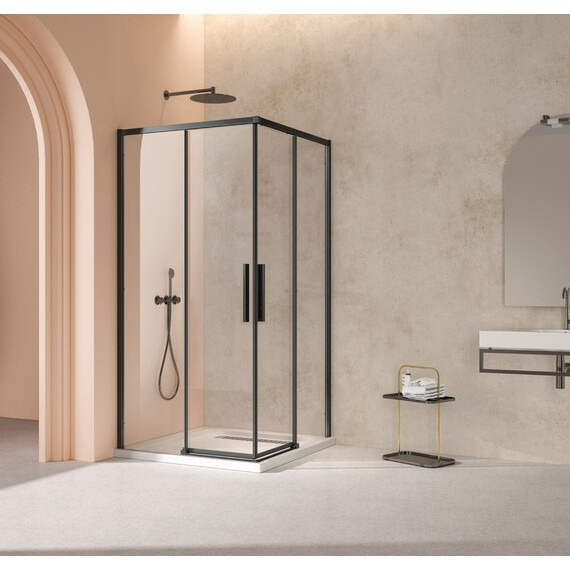 Душевое ограждение Vincea Slim 90x90 см VSS-4SL900CLB (стекло 8 мм) чёрный матовый/прозрачное - фото 2