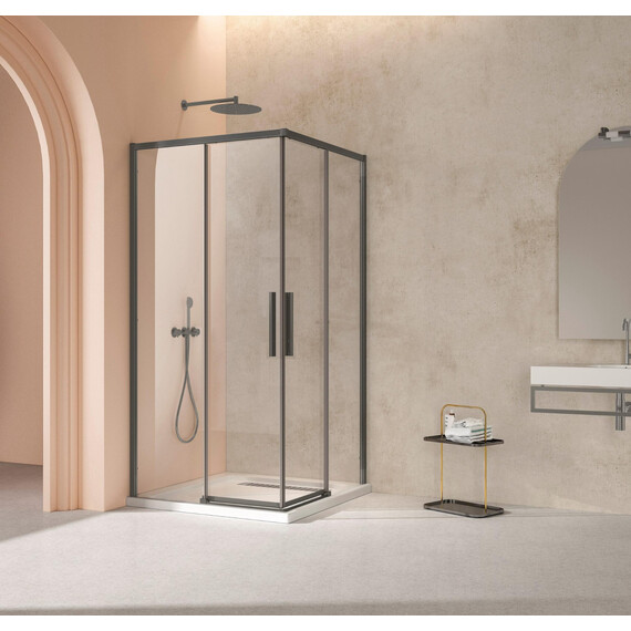Душевое ограждение Vincea Slim 90x90 см VSS-4SL900CLGM (стекло 8 мм) вороненая сталь/прозрачное - фото 2