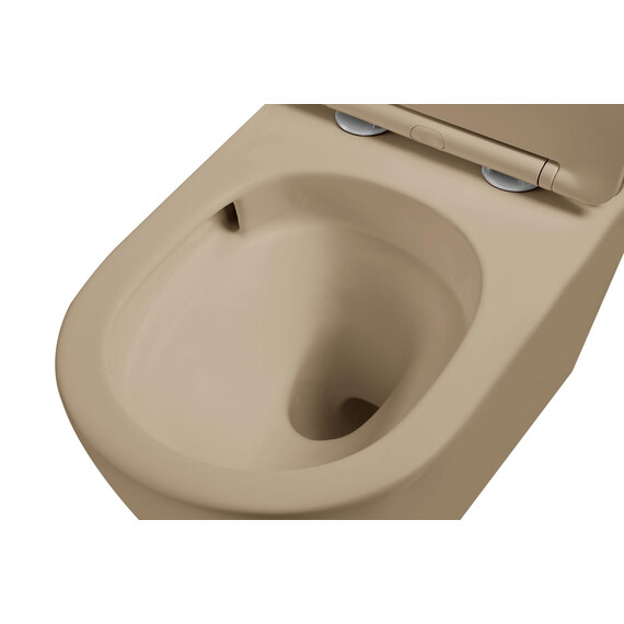 Унитаз подвесной безободковый Vincea Globo VT1-14TMC с ультратонкой крышкой микролифт (Система смыва торнадо) капучино матовый - фото 4