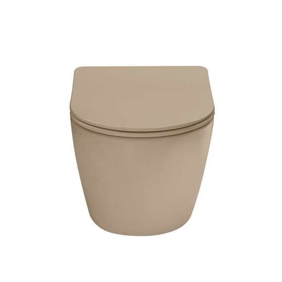 Унитаз подвесной безободковый Vincea Globo VT1-14TMC с ультратонкой крышкой микролифт (Система смыва торнадо) капучино матовый - фото 2