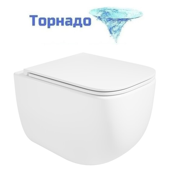 Унитаз подвесной безободковый Vincea Era VT1-58TFS с ультратонкой крышкой микролифт (Система смыва торнадо) - фото 