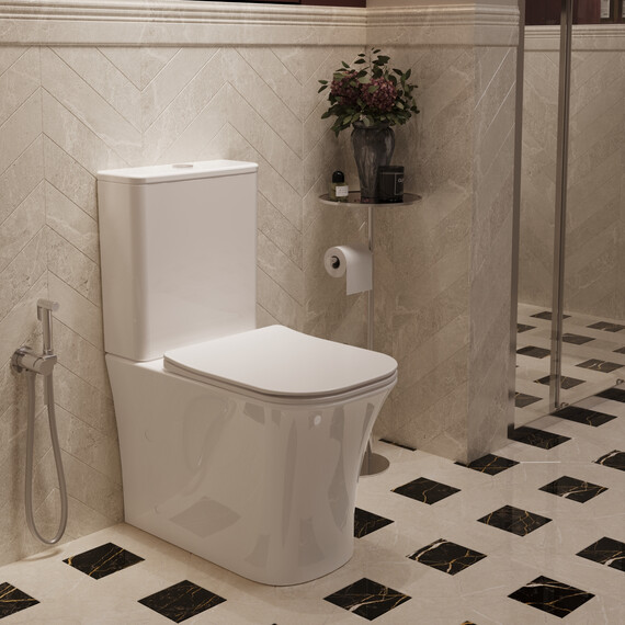 Унитаз-компакт безободковый Vincea City VT2-56T с ультратонкой крышкой микролифт (система смыва торнадо) - фото 7