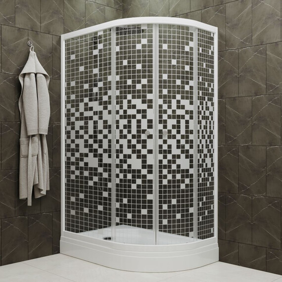 Душевое ограждение Triton Коралл 120x80 см L Щ0000061780, белый/мозаика - фото 2