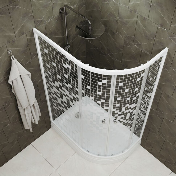 Душевое ограждение Triton Коралл 120x80 см L Щ0000061780, белый/мозаика - фото 3