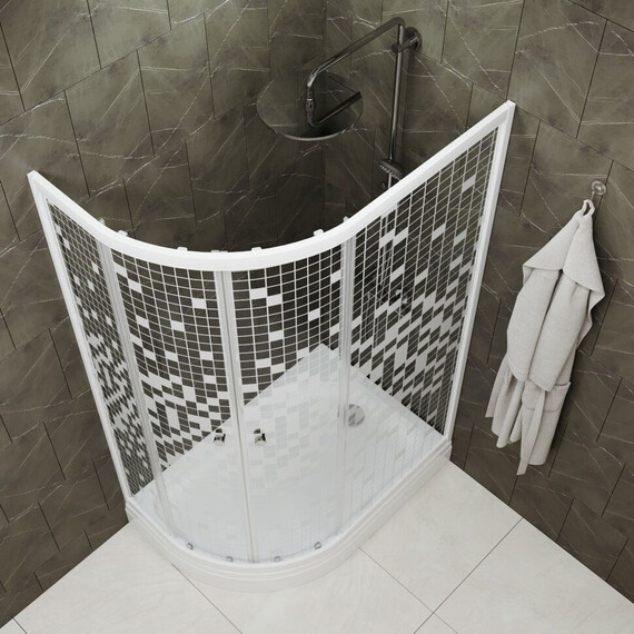 Душевое ограждение Triton Коралл 120x80 см R Щ0000061781, белый/мозаика - фото 2