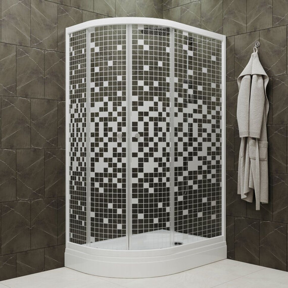 Душевое ограждение Triton Коралл 120x80 см R Щ0000061781, белый/мозаика - фото 3